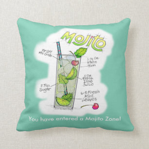 REVERSIBLE PILLOWS - MOJITO RECIPE COCKTAIL ART