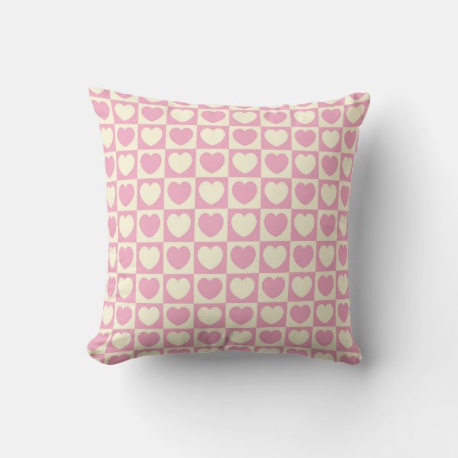 Reversible Pink and White Heart  Pillow (Front)