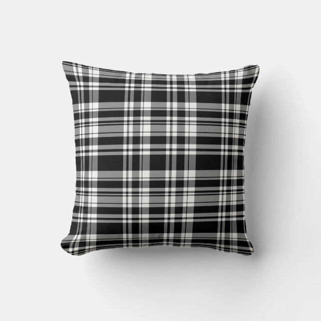 Reversible Plaid -white/black/red Cushion (Front)
