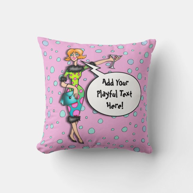 REVERSIBLE Polka Dot Martini Diva American MoJo Pi Cushion (Front)