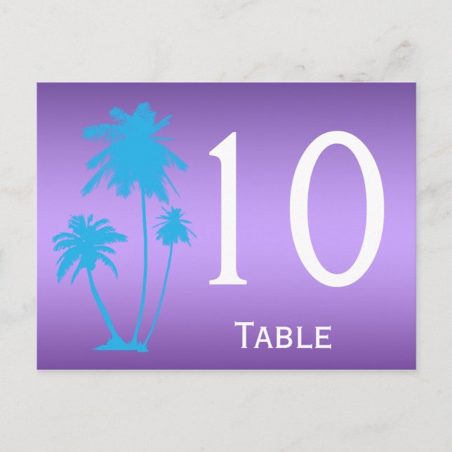 Reversible Purple and Blue Floral Table Number Postcard (Front)