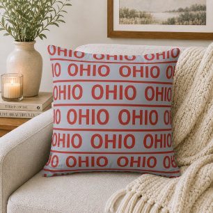 Reversible Red and Grey Ohio Cushion