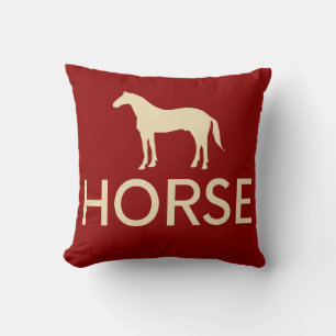 Reversible Red & Cream Horse Equestrian  Cushion
