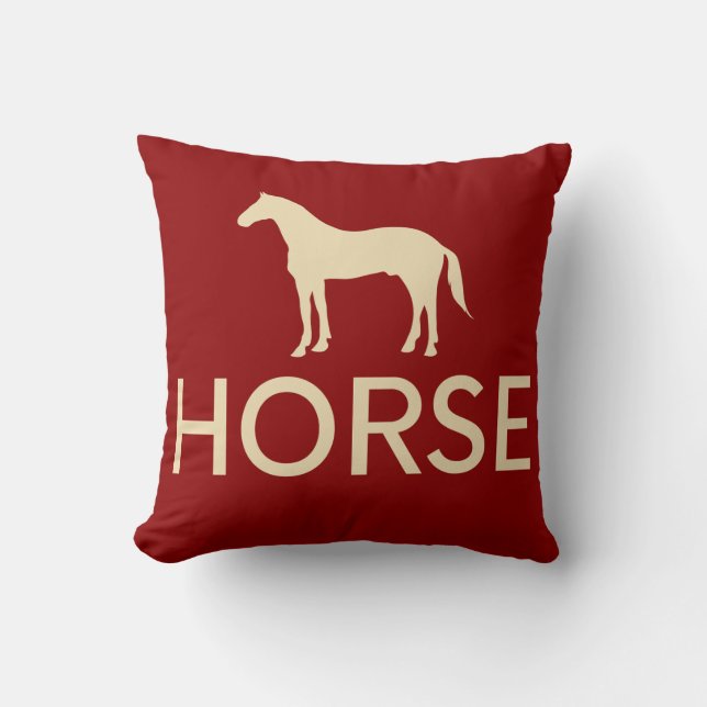 Reversible Red & Cream Horse Equestrian  Cushion (Front)