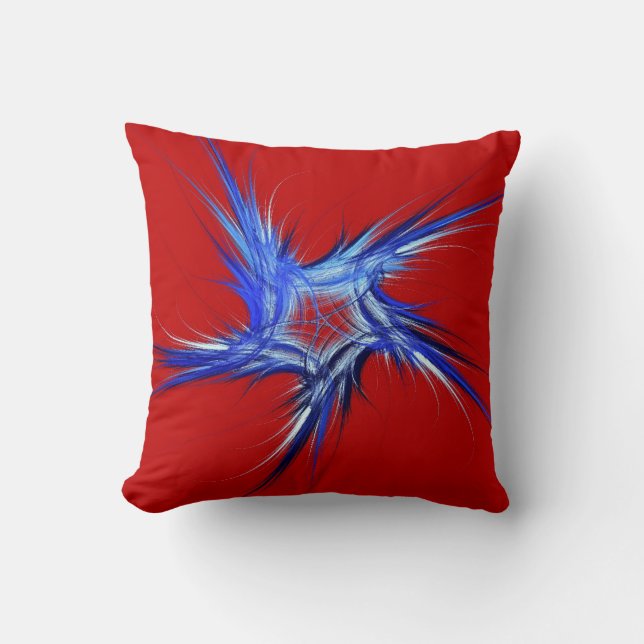 Reversible Red n Blu Patriotic Fractal Star Pillow (Front)