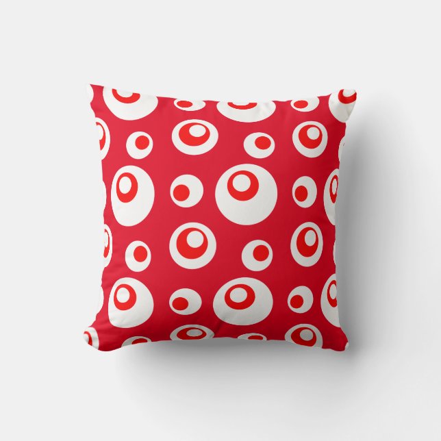 Reversible Red & White Abstract Dots Cushion (Front)