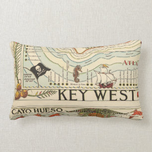 Reversible Retro Key West Florida  throw cushion
