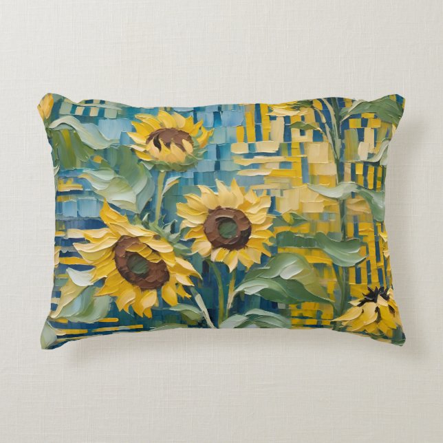 Reversible Sunflowers -Van Gogh style art pillow  (Front)