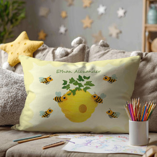 Reversible Throw Pillow – Honeycomb Cuteness