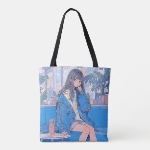Reversible Tote Bag cafe Sushi Musume GenerativeAI
