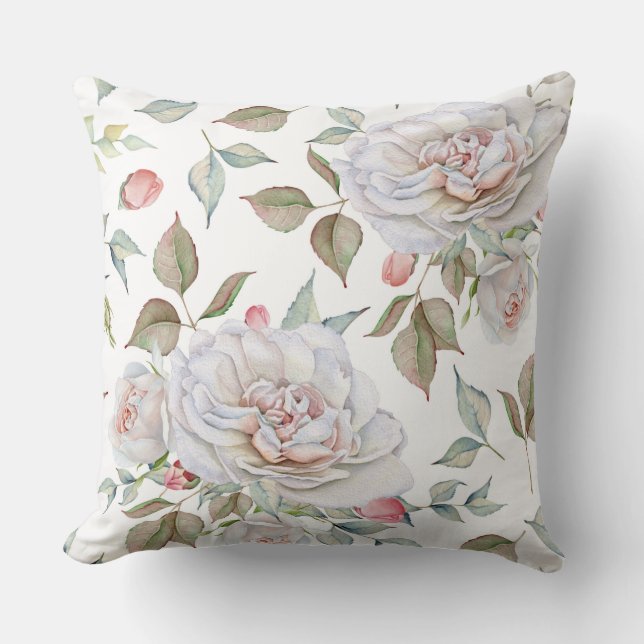 Reversible Watercolor Floral Pillow (Front)