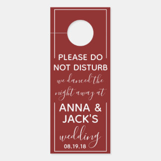Reversible Welcome & DND Burgundy Wedding Tag Door Hanger