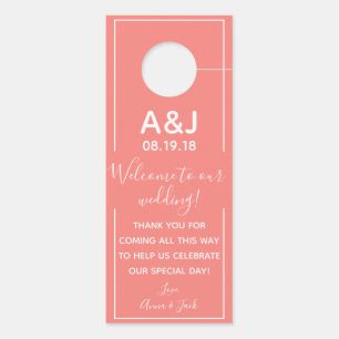 Reversible Welcome & DND Coral Wedding Tag Door Hanger