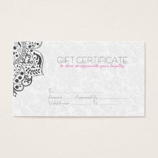 Reversible White & Grey Damasks Gift Card (Front)