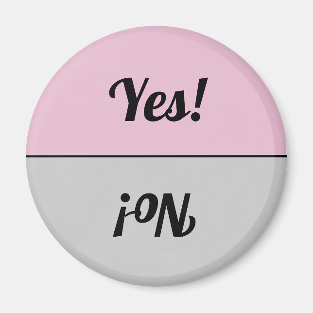 Reversible Yes & No Pink Grey Dishwasher Magnet (Front)