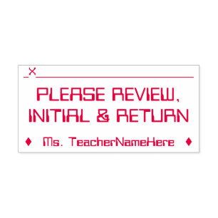 Review and Sign Request + Educator Name Self-inking Stamp