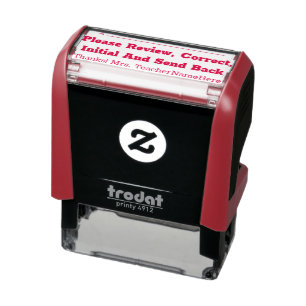 Review Request and Educator Name Rubber Stamp