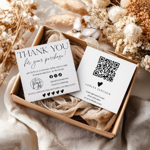 Review Simple black and white order thank you Square Business Card