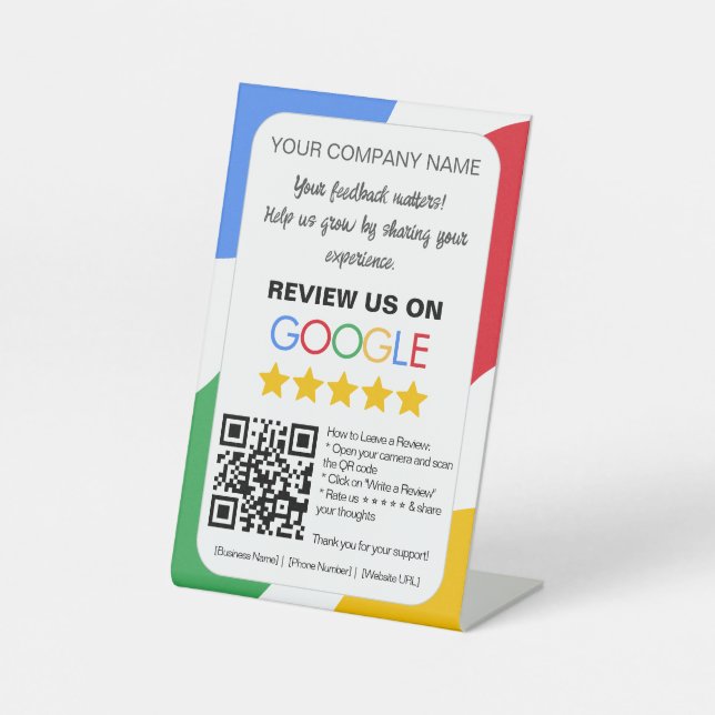 "Review Us on Google" Pedestal Sign (Front)