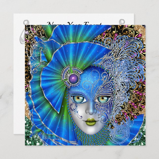 Revised Masquerade Mardi Gras Invitation (Front/Back)