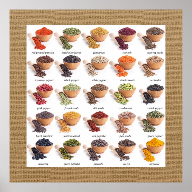 Revised Spice Chart Kitchen / Business Poster (Front)