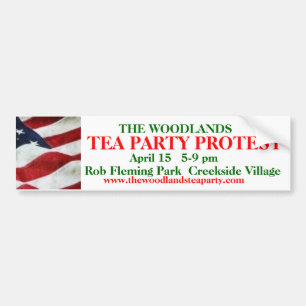 Revised The Woodlands Tea Party b. sticker w/flag