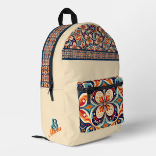 Revisited Mexican folk art floral personalised Printed Backpack