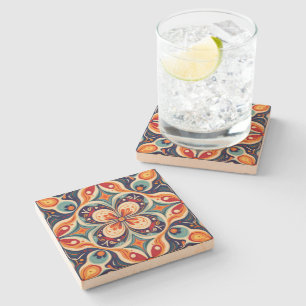 Revisited Mexican folk art floral Stone Coaster