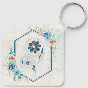 Revitalising Life, Blue Floral Harmony Key Ring