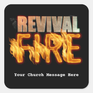 Revival fire church outreach typography evangelism square sticker