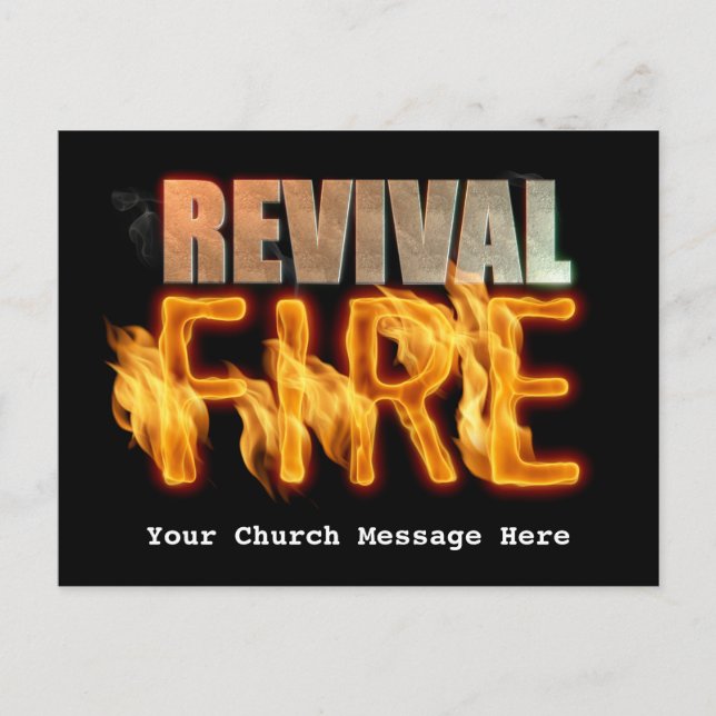 Revival fire evangelism christian church outreach postcard (Front)