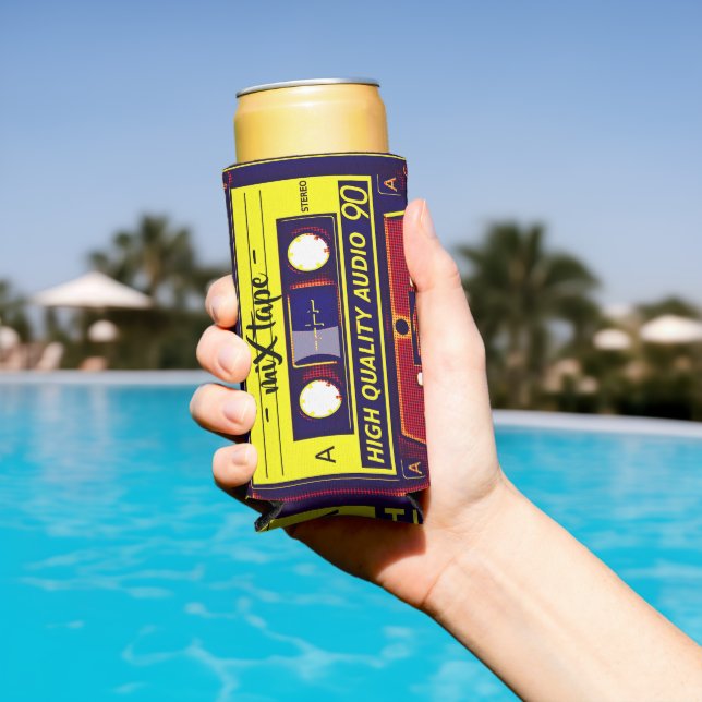 Revive Retro Vibes: Pop Art Mix Tape  Seltzer Can Cooler (In Situ Pool)