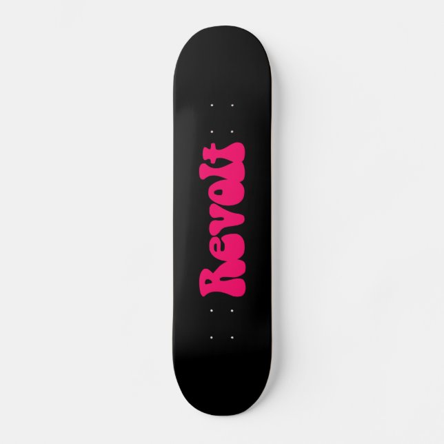 Revolt - Neon Red on Black Skateboard (Front)
