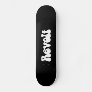 Revolt - White on Black Skateboard