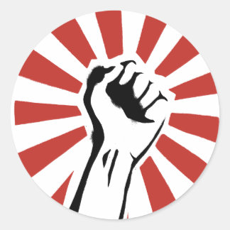 Revolution fist classic round sticker