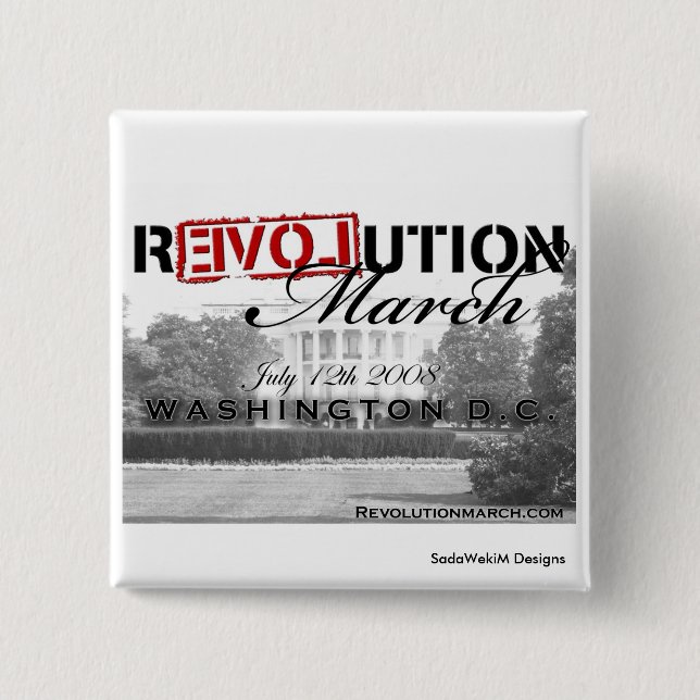 Revolution March button! 15 Cm Square Badge (Front)