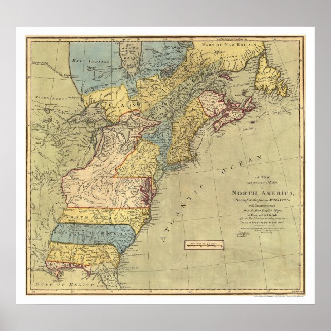 Revolutionary America Map 1771 Poster (Front)