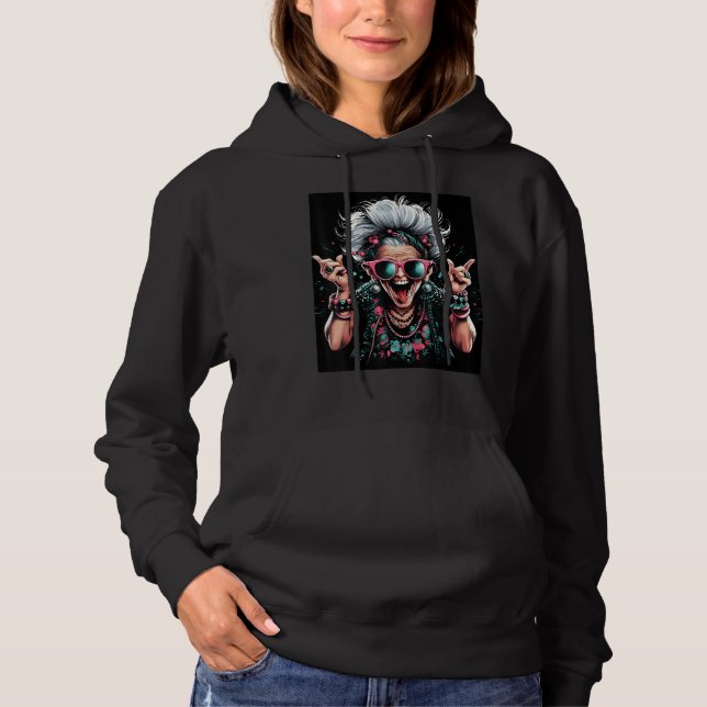 Revolutionary Grandma Dive into the Punk Scene Des Hoodie (Front)