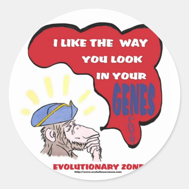 Revolutionary thinking monkey classic round sticker (Front)