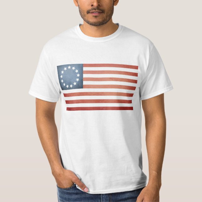 Revolutionary War Betsy Ross Faded U.S. Flag T-Shirt (Front)