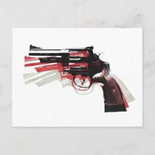 Revolver on White Postcard