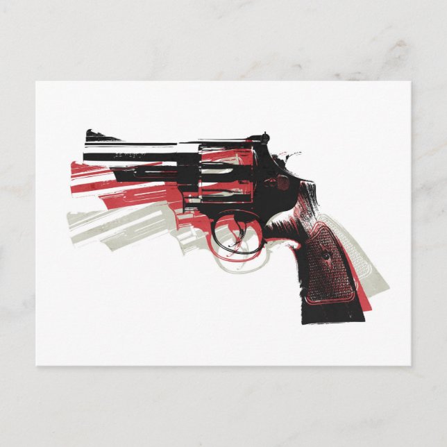 Revolver on White Postcard (Front)