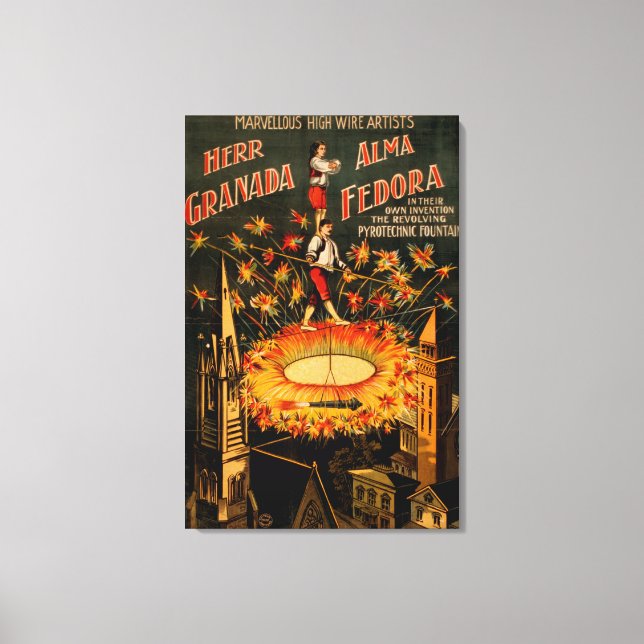 Revolving Pyrotechnic Fountain High Wire Canvas Print (Front)