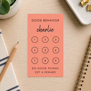 Reward Card Coral Girls Behaviour Punch Chart