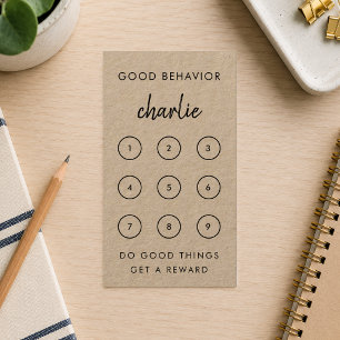 Reward Card Kraft Kids Behaviour Punch Chart