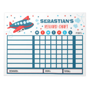Reward Chart Airplane Personalized Chore Chart Notepad