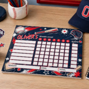 Reward Chart Baseball Personalised Chart Notepad