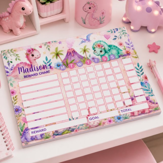 Reward Chart Dinosaur Personalised Chart Notepad (Creator Uploaded)