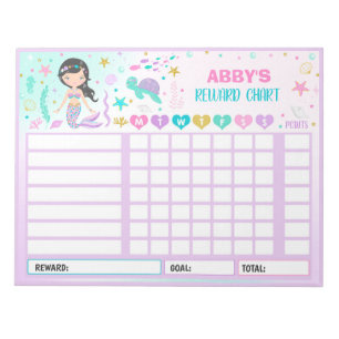 Reward Chart Mermaid Personalized Chore Chart Notepad