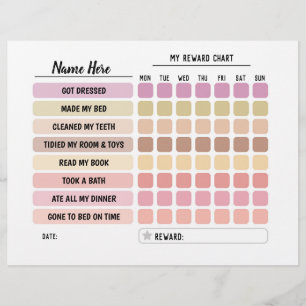 Reward Chart Personalised Planner Daily Fun Kids Flyer